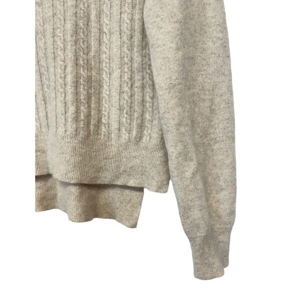 AQUA Cashmere | Sleeve Elbow Patch Cashmere Sweater Wheat Ivory L - Picture 2 of 6